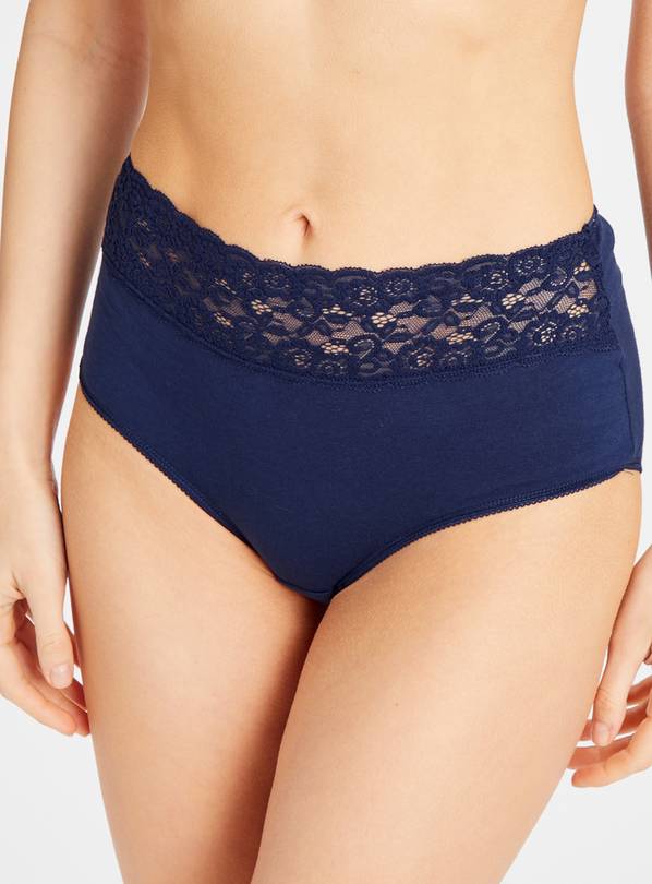 Buy Assorted Plain Comfort Lace Full Knickers 5 Pack 10 Knickers Tu